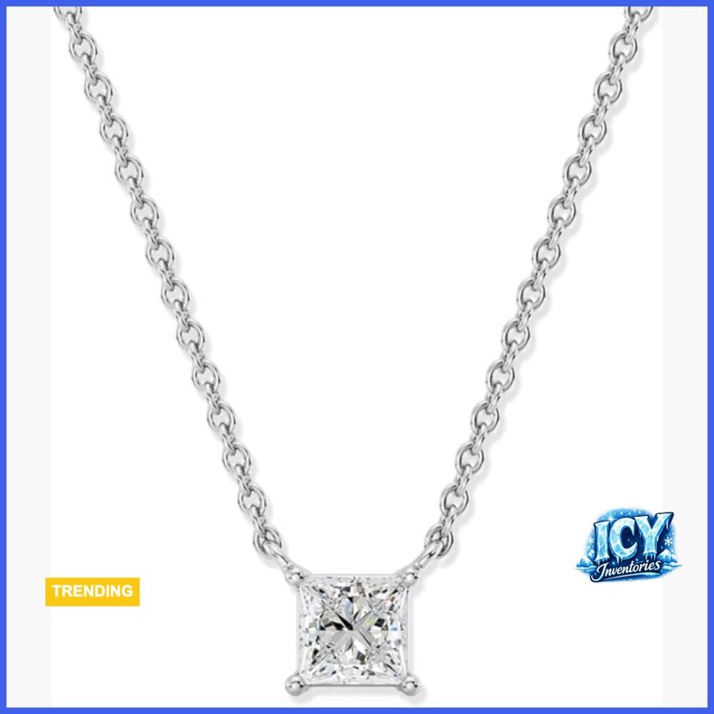 Sterling Silver Lab-Grown Diamond Solitaire Pendant 18" Chain